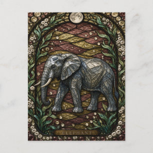 Elephant Dry Plains Illumina Stained Glass Postcard