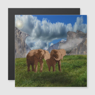 Elephant Duo Oil Paint, Magnetic Card