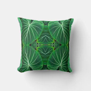 Elephant Ear Leaf Close-Up Abstract Cushion
