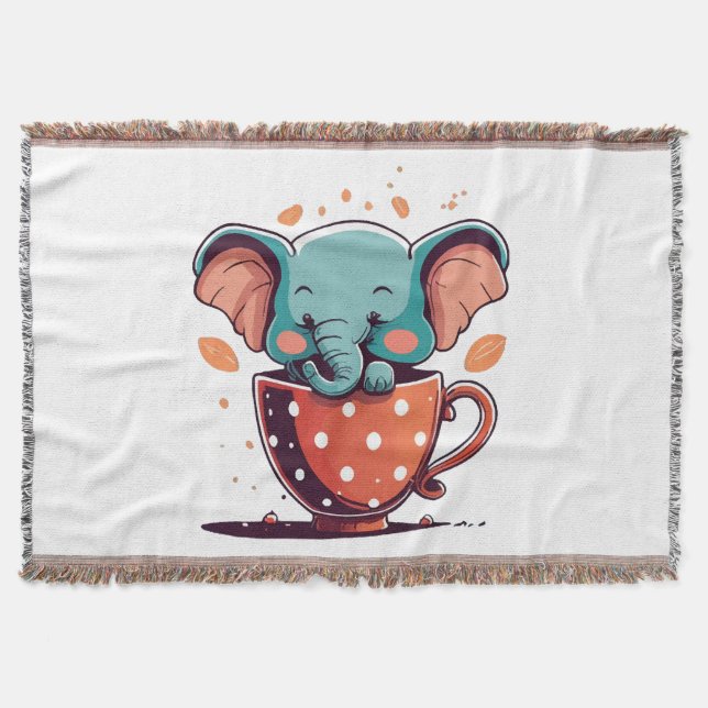 Elephant Elegance Throw Blanket (Front)