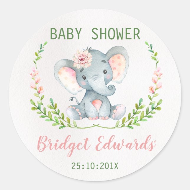 Elephant Elephant Baby Shower Sticker (Front)