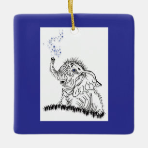 Elephant Energy Ceramic Ornament