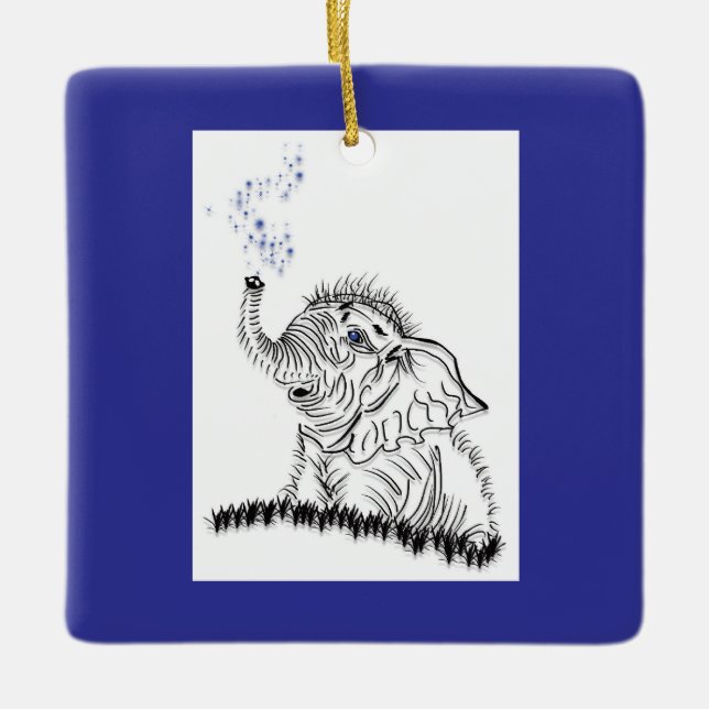 Elephant Energy Ceramic Ornament (Front)