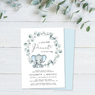 Elephant Eucalyptus Baby Boy Couples Shower Invitation