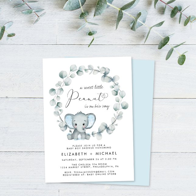 Elephant Eucalyptus Baby Boy Couples Shower Invitation (Creator Uploaded)