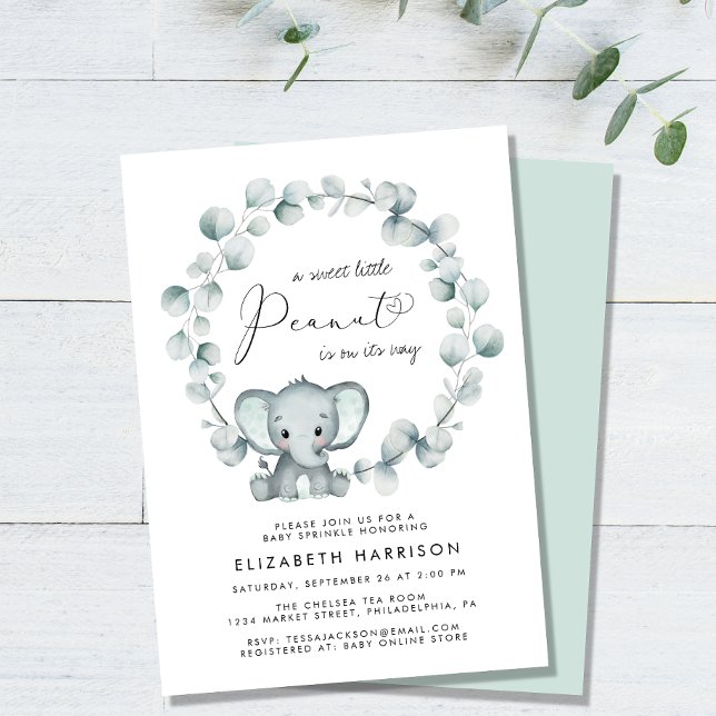Elephant Eucalyptus Baby Sprinkle Invitation (Creator Uploaded)