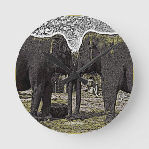 Elephant Eyes Round Clock