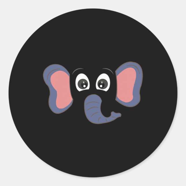 Elephant Face3  Classic Round Sticker (Front)