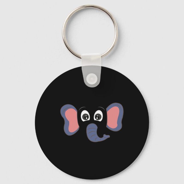 Elephant Face3  Key Ring (Front)