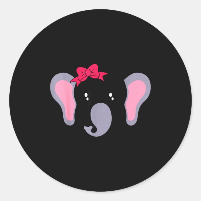 Elephant face bow funny halloween costume  classic round sticker (Front)