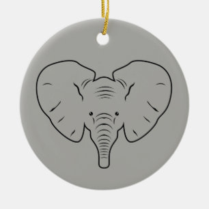 Elephant face silhouette ceramic tree decoration