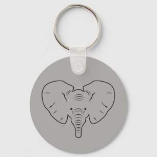 Elephant face silhouette key ring