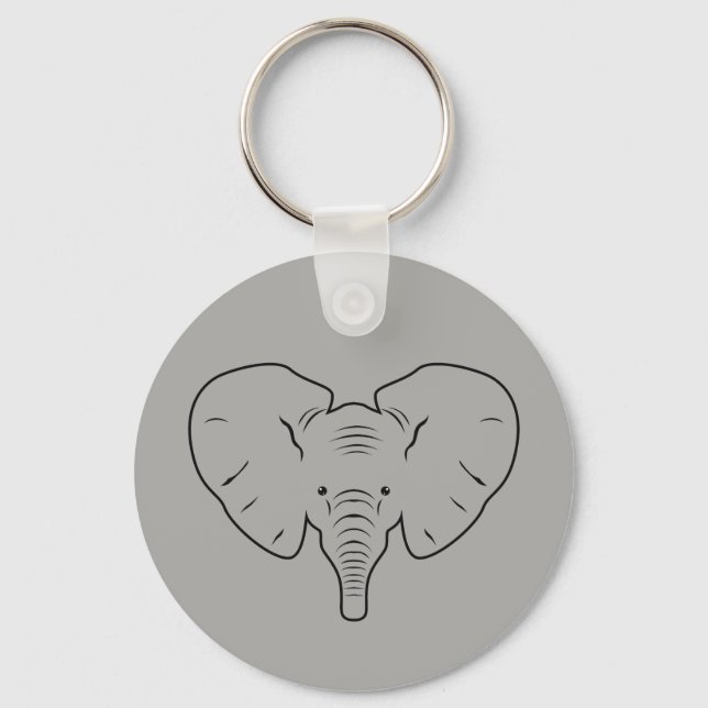 Elephant face silhouette key ring (Front)