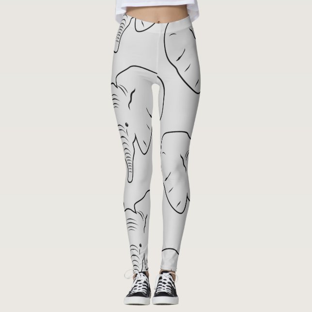 Elephant face silhouette leggings (Front)
