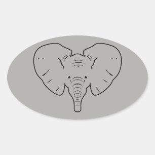 Elephant face silhouette oval sticker