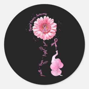 Elephant Faith Hope Love Breast Cancer Awareness M Classic Round Sticker