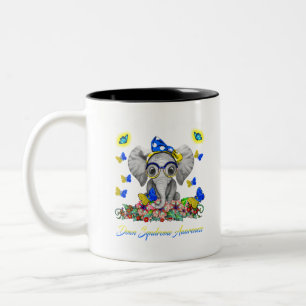 Elephant Faith Hope Love Down Syndrome Awareness Two-Tone Coffee Mug