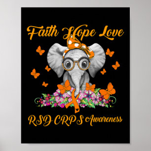 Elephant Faith Hope Love RSD CRPS Awareness Poster