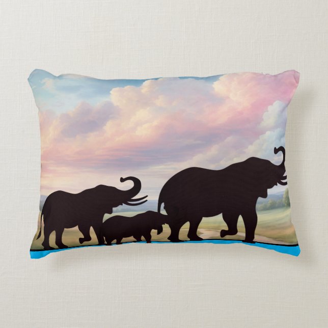 Elephant Family Accent Pillow (Front)