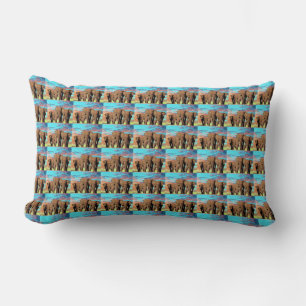 Elephant Family At Sunrise Pattern, Lumbar Cushion