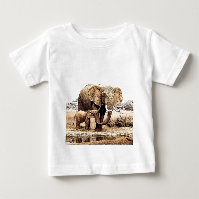 Elephant Family Baby T-Shirt (Front)