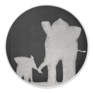 Elephant Family Chalkboard Ceramic Knob