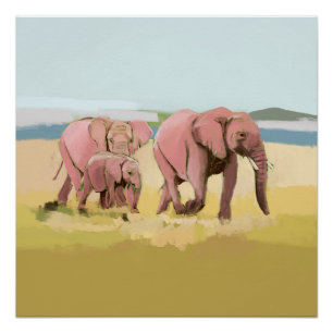Elephant Family In The Wild Poster