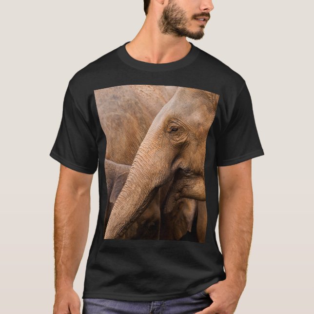 Elephant Family: Majestic Wildlife T-Shirt (Front)