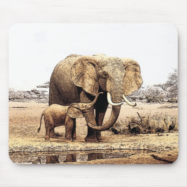 Elephant Family Mouse Pad (Front)