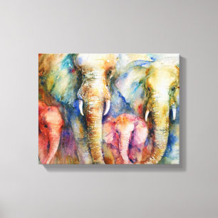 Elephant family painting wall art on canvas