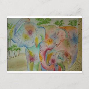 Elephant Family Postcard
