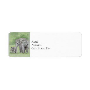 Elephant Family  Return Address Label