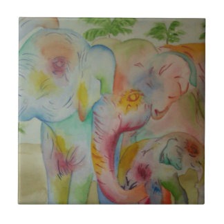 Elephant Family Tile