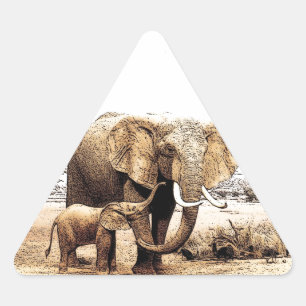 Elephant Family Triangle Sticker