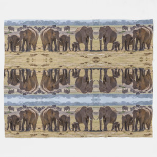 Elephant Family Walking Fleece Blanket