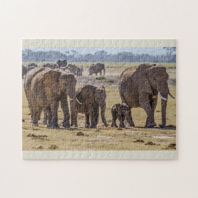 Elephant Family Walking Jigsaw Puzzle (Horizontal)