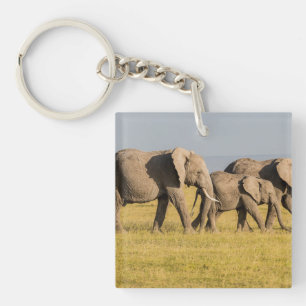 Elephant Family Walking Key Ring