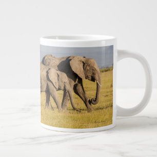 Elephant Family Walking Large Coffee Mug