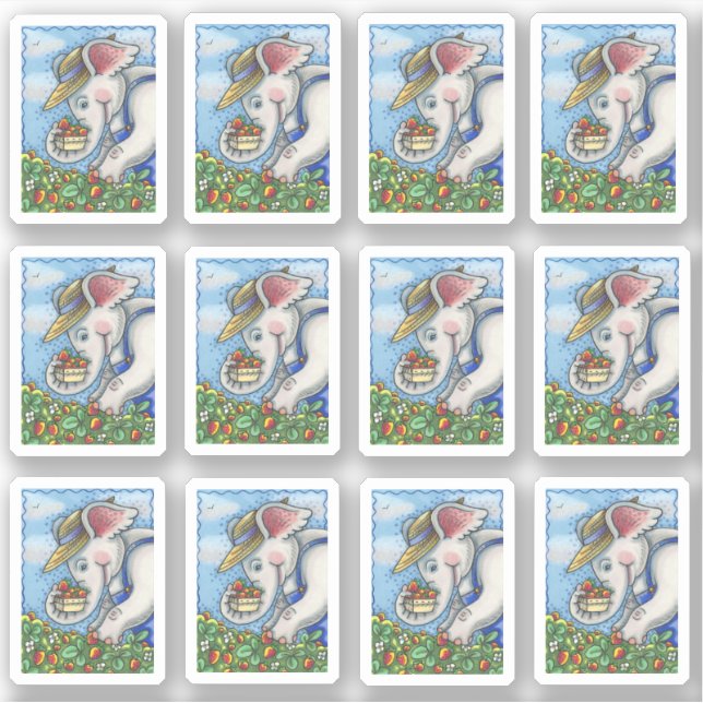 ELEPHANT FARM PICKING STRAWBERRIES IN BIB OVERALLS (Front)