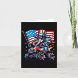Elephant Farmer American Flag Patriotic 4th Of Jul Card