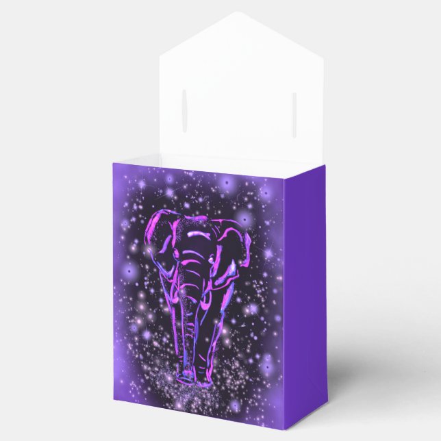 Elephant Favour Box In Purple Pink Starry Night  (Opened)