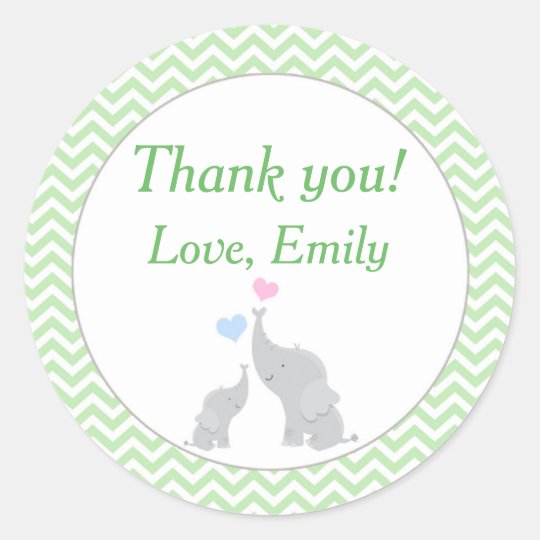 template sticker elephant Favour Baby Green Zazzle.com.au Label Elephant Unisex Mint