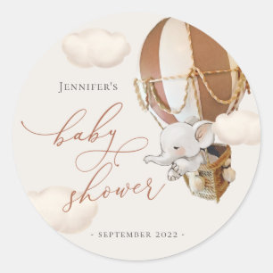 Elephant Favour Tags! Baby Shower Classic Round Sticker