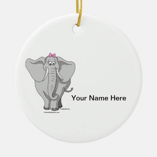 Elephant - Female Ceramic Tree Decoration (Front)