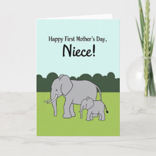 Elephant First Mothers Day Niece Card