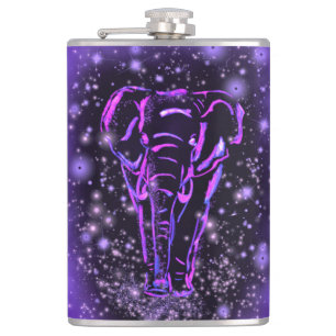 Elephant Flask Walking At Purple Starry Night