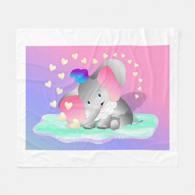Elephant Fleece Blanket (Front (Horizontal))