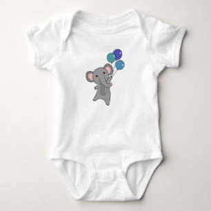 Elephant Flies With Balloons Sweet Animals kids Baby Bodysuit