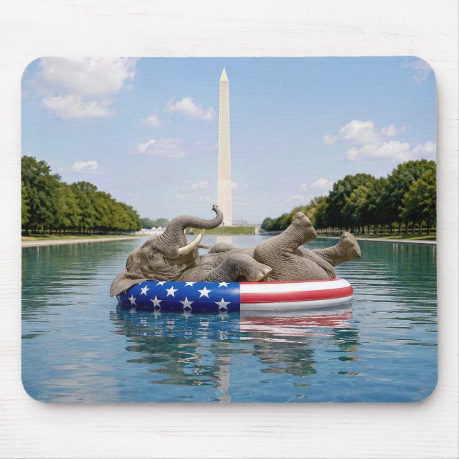 Elephant Floating In the National Mall Pool Mouse Pad (Front)