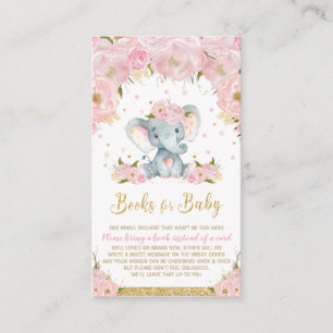 Elephant Floral Baby Shower Bring a Book Enclosure Card